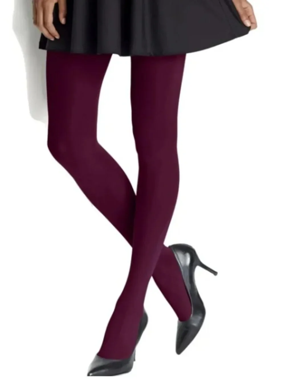 LOT OF 2 HANES SEASONLESS CONTROL TOP TIGHTS CRANBERRY SPLASH WOMEN MEDIUM